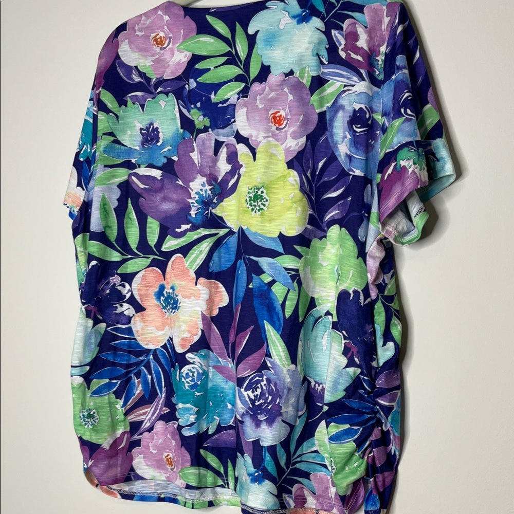 Alfred Dunner Multicolor Floral Short Sleeve Tee - Picture 6 of 8